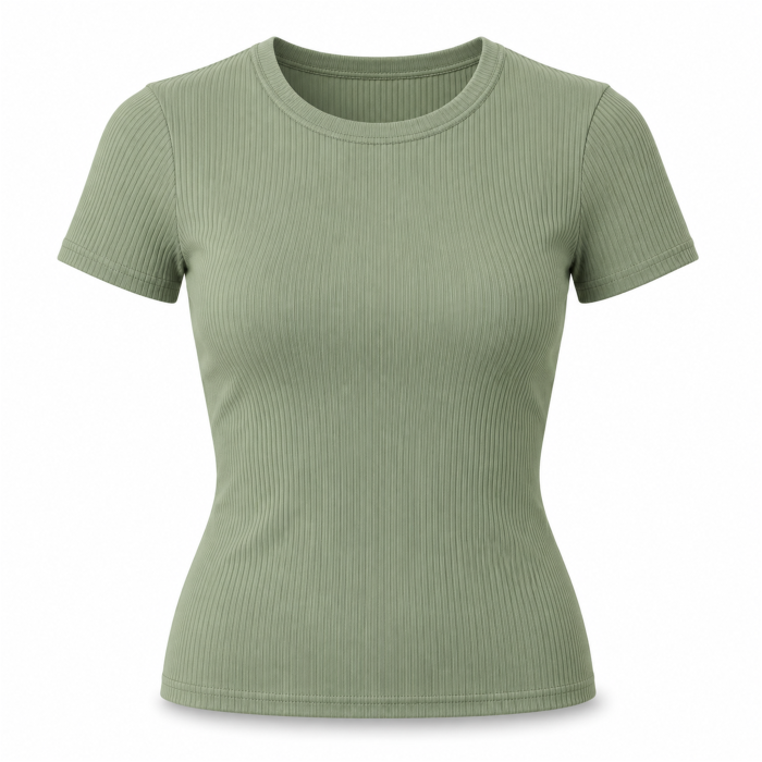 Cotton Blend Fitted Tee - Sage