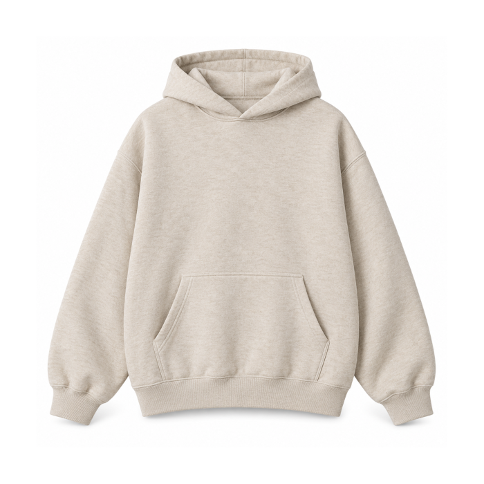 Cotton Blend Relaxed Hoodie - Oatmeal