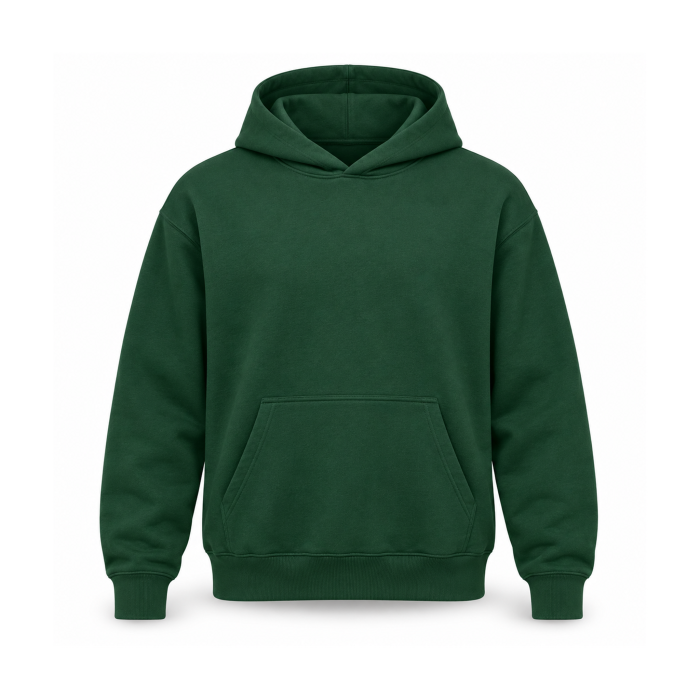 Cotton Blend Regular Hoodie - Forest Green